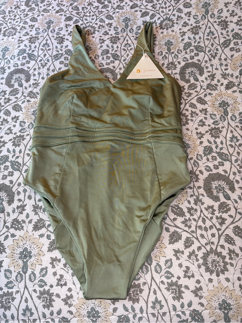 BuffBunny Olive Green Activewear Top with Subtle Logo